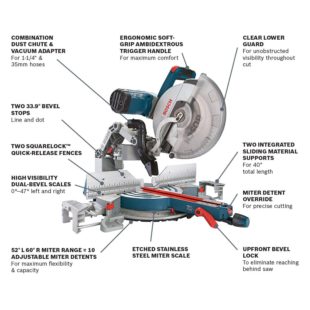 Dual Bevel Glide Miter Saw - 12" alt 0