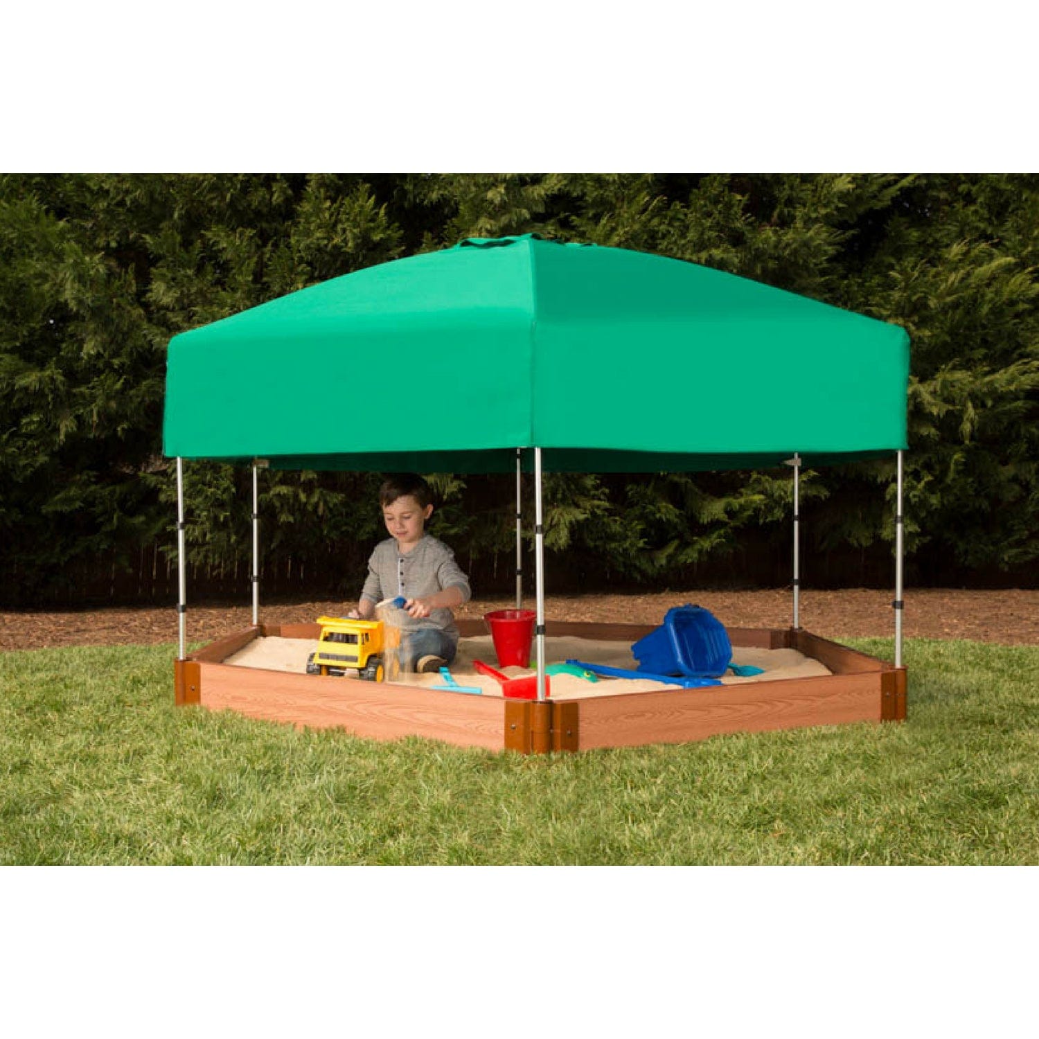 Classic Sienna 7' x 8' x 5.5 " Composite Hexagon Sandbox Kit with Telescoping Canopy/Cover - 2" profile alt 5