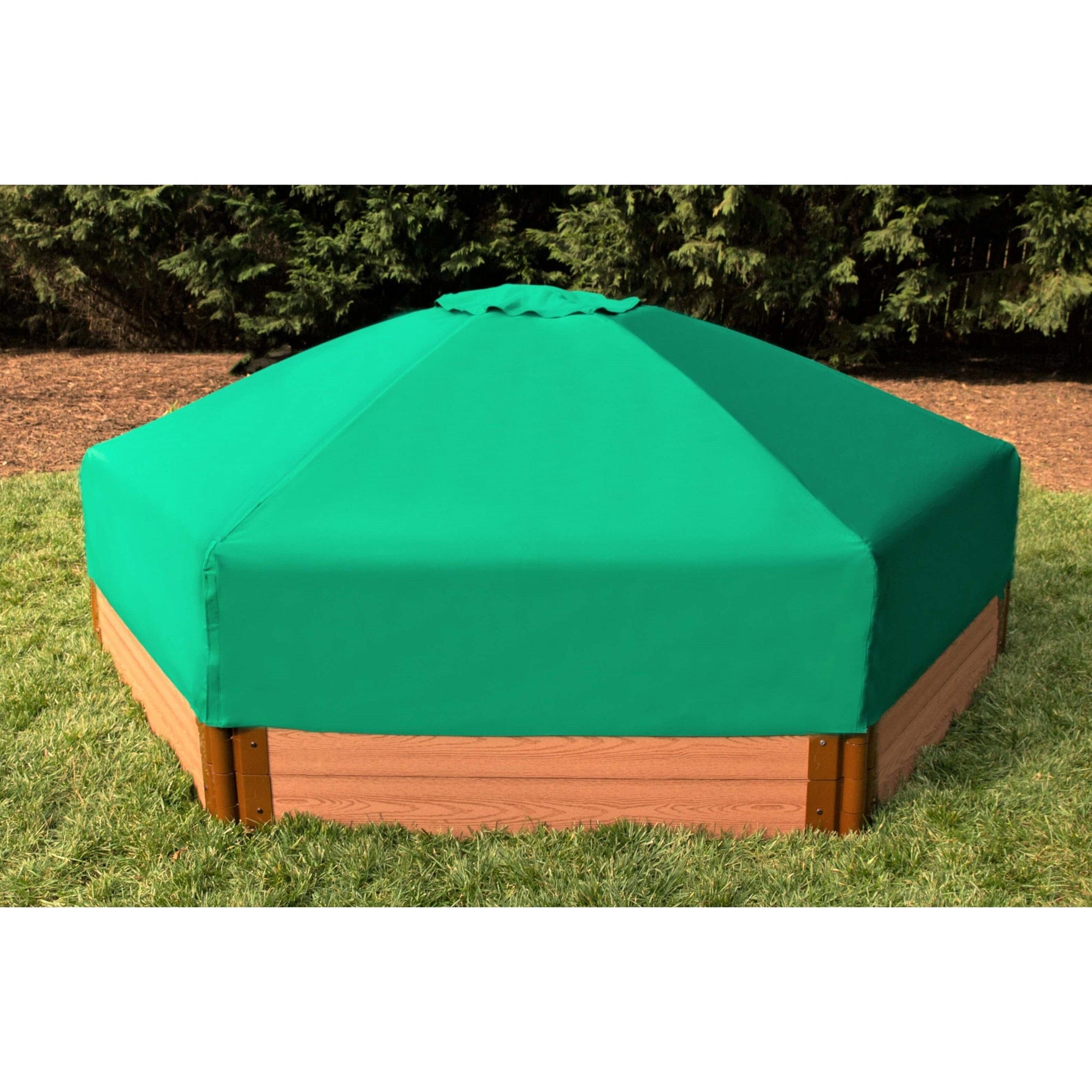 Classic Sienna 7' x 8' x 11" Composite Hexagon Sandbox Kit with Telescoping Canopy/Cover - 2" profile alt 0