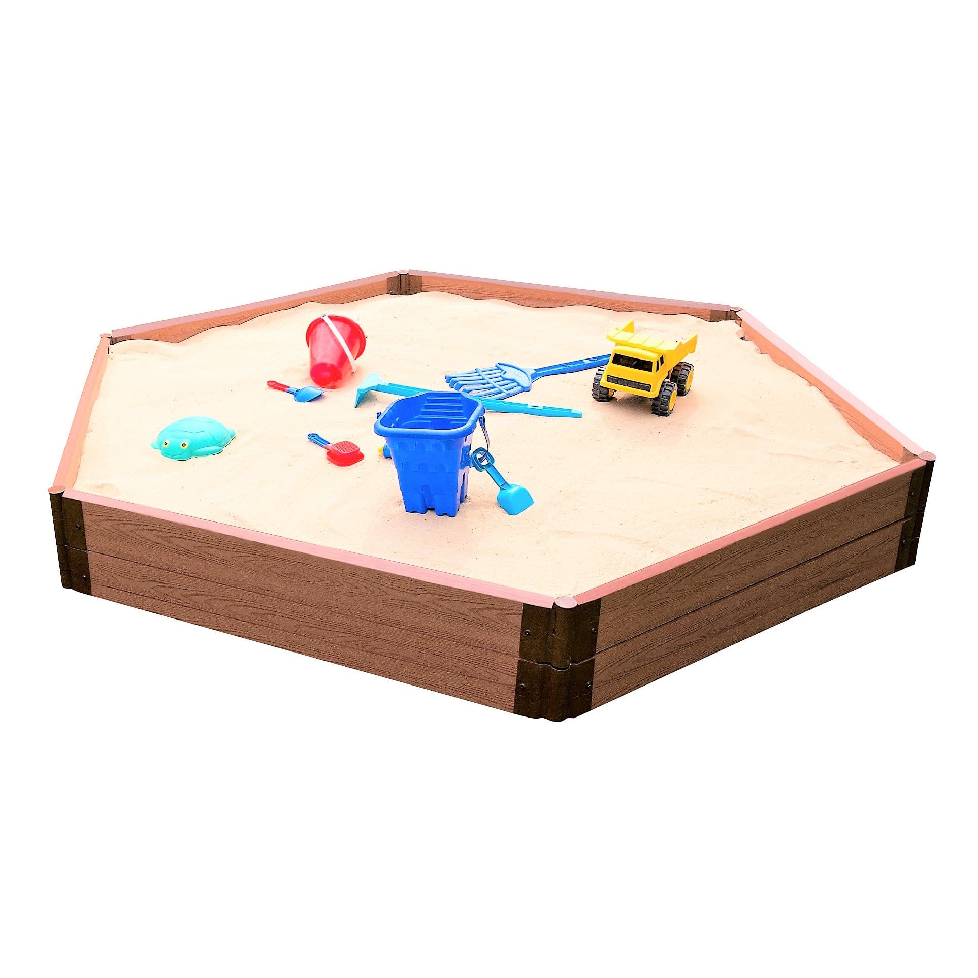 Classic Sienna 7' x 8' x 11 " Composite Hexagon Sandbox Kit with Collapsible Cover - 2" profile alt 0