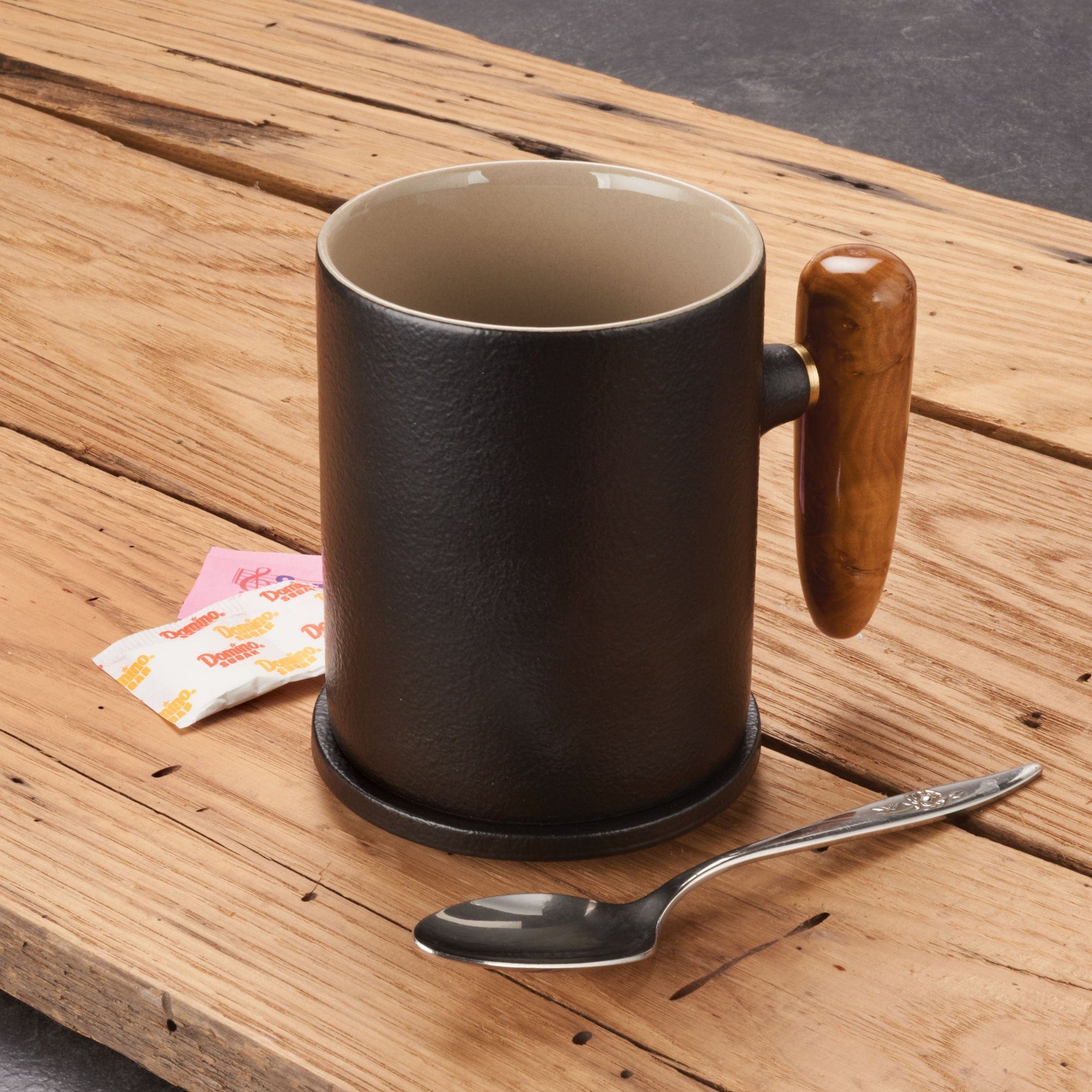 Ceramic Coffee Mug Turning Kit w/ Ceramic Lid - 12 oz - Black and Tan alt 0
