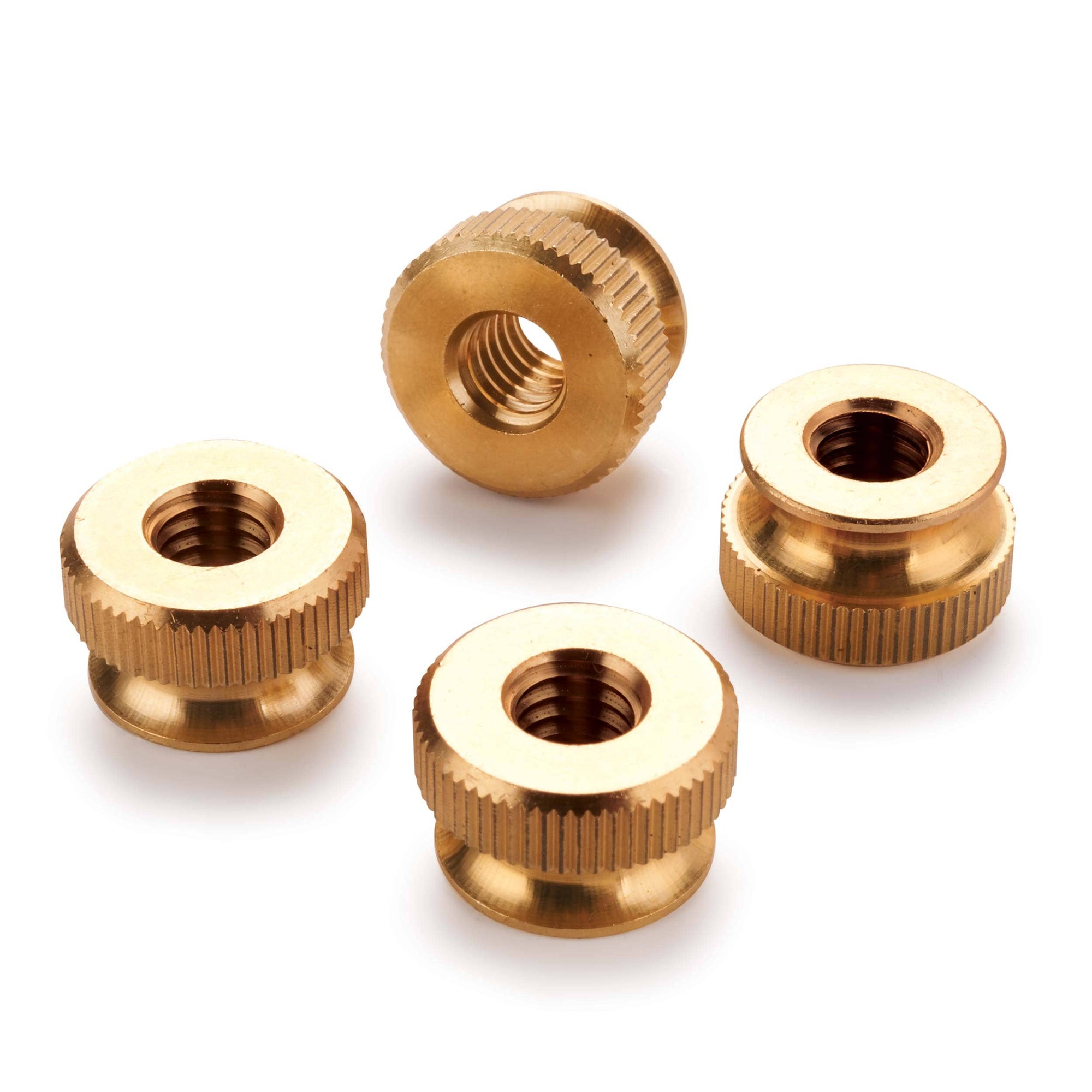 Knurled Thumb Nut Knobs - 5/16" - 18TPI - Brass - 4 Piece alt 0