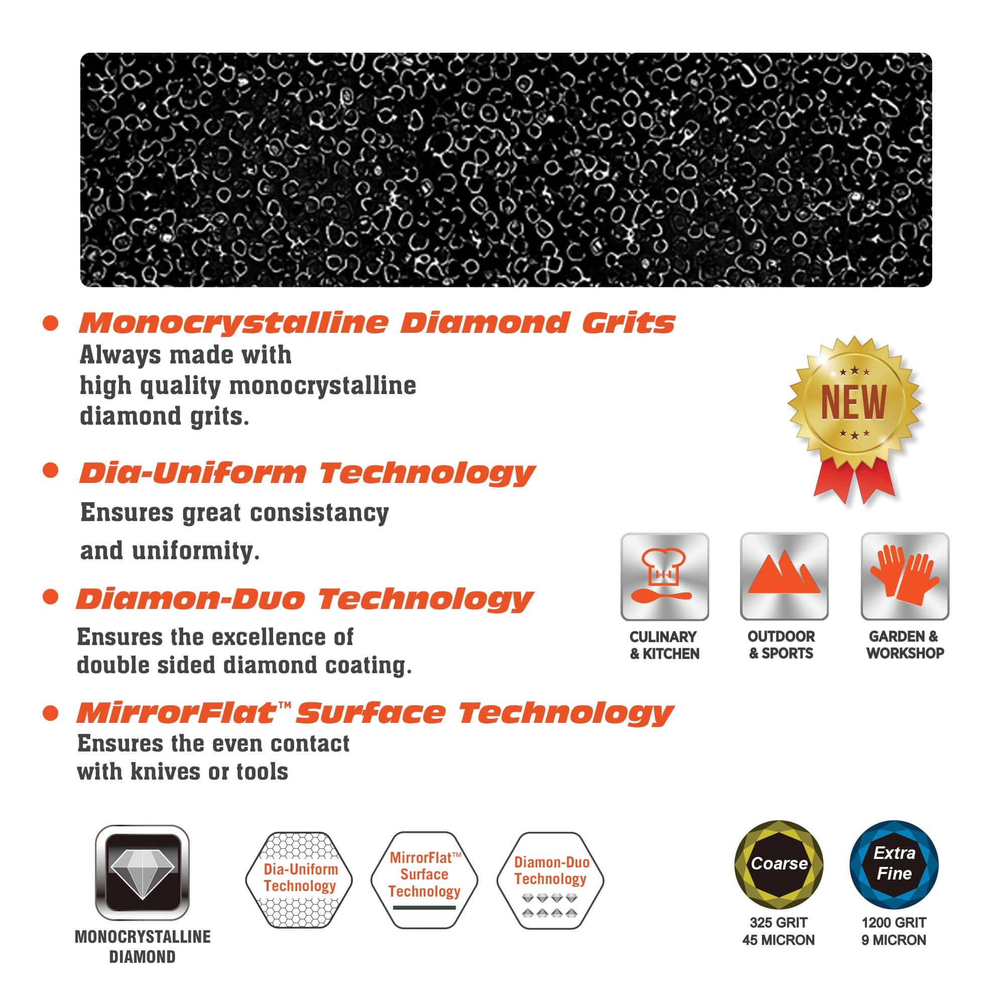 Dual Grit Diamond Whetstone - 8" x 3" - 325/1200 Grit alt 0