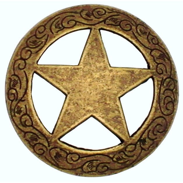Star Knob with Engraved Edge, Brass Oxide alt 0