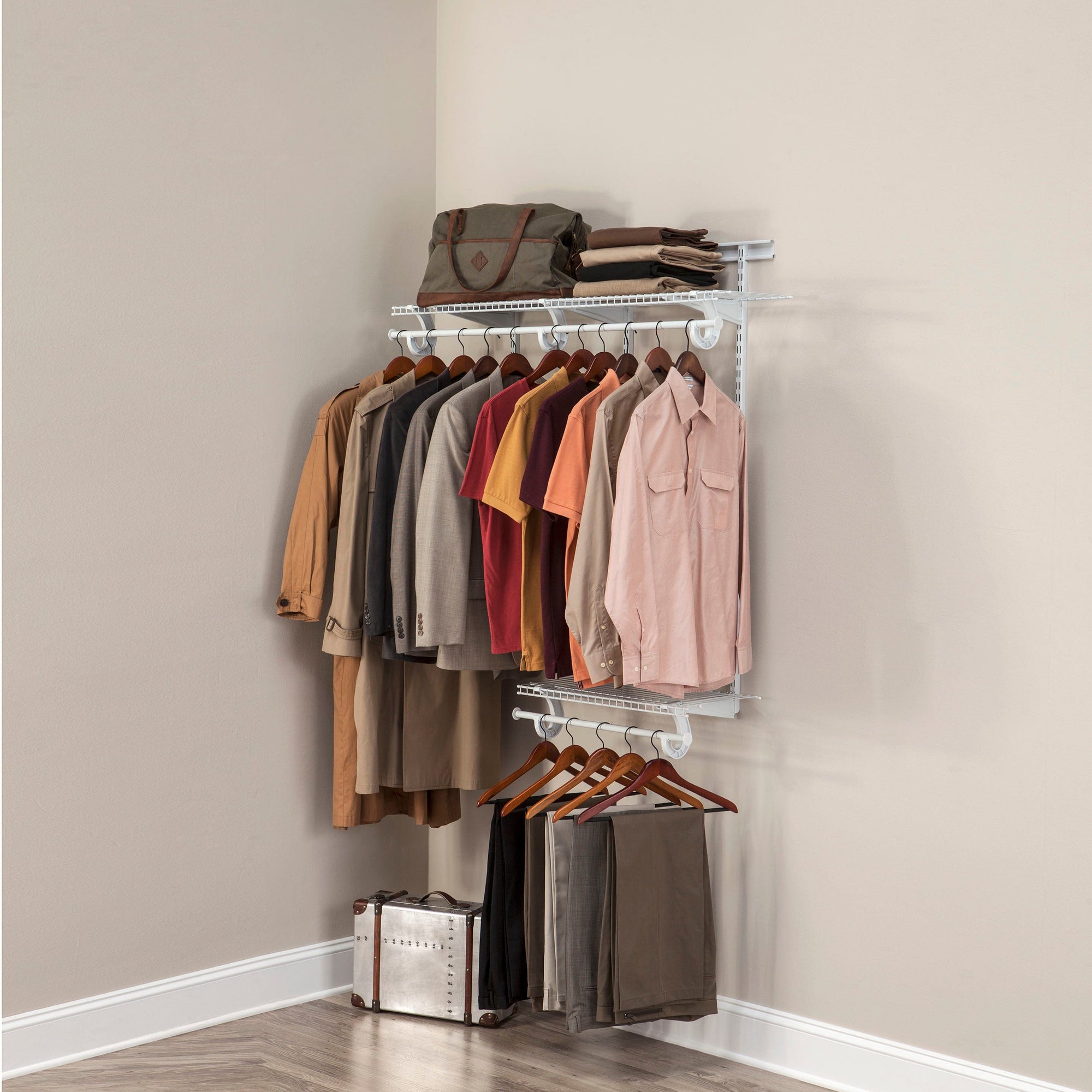 ShelfTrack Adjustable Closet Organizer 2' - 4' W, White alt 0