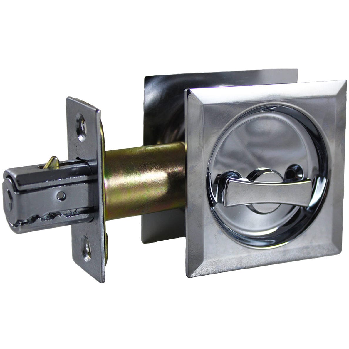 2-7/16" (62 mm) Pocket Door Pull Square Chrome Privacy alt 0