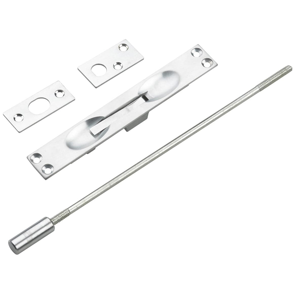 Flush Bolt for Metal Doors with 12" Extension Brushed Chrome alt 0