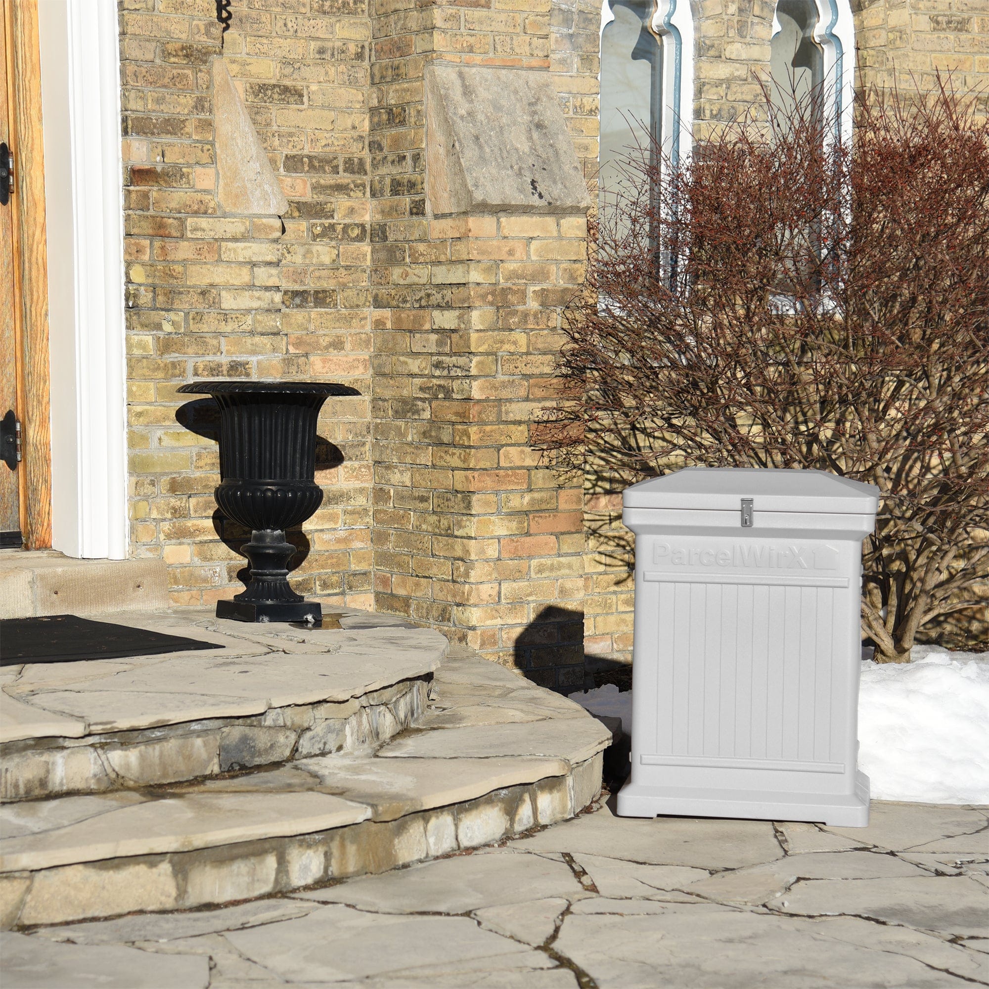 ParcelWirx Premium Vertical Lockable Package Delivery Box with Hinged Lid Slate Gray alt 0