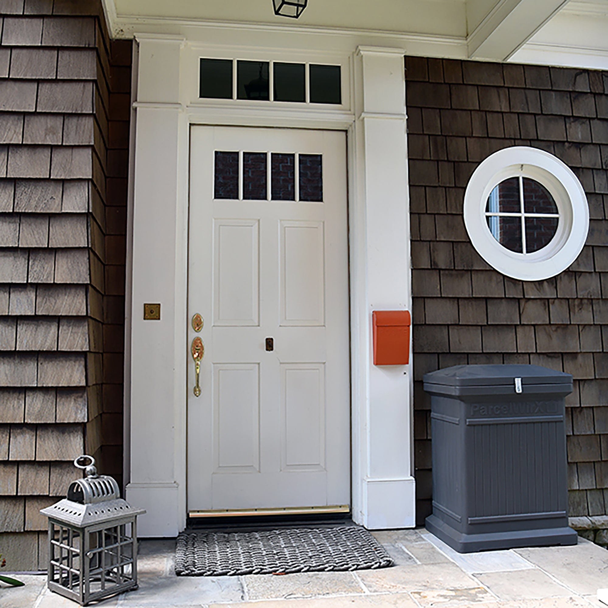 ParcelWirx Premium Vertical Lockable Package Delivery Box with Hinged Lid Graphite alt 0