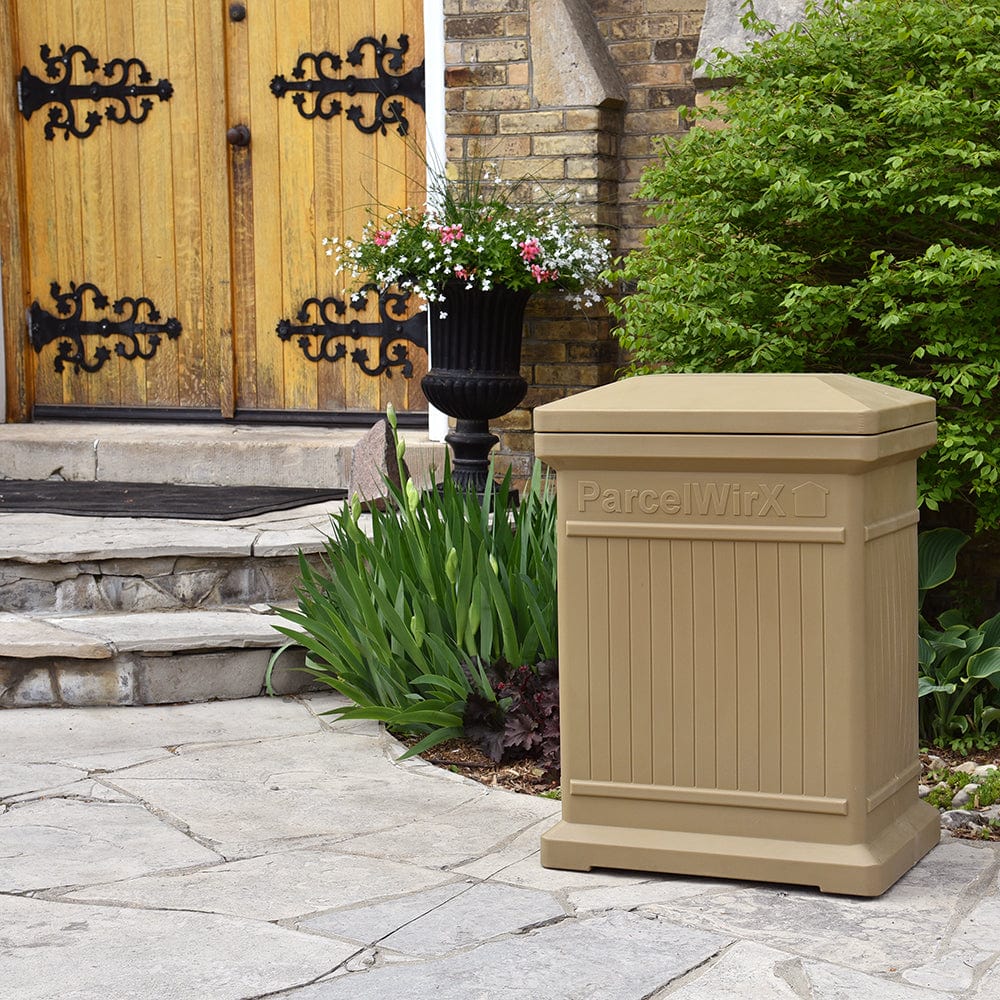 ParcelWirx Vertical Package Delivery Box with Lift Off Lid Oak alt 0