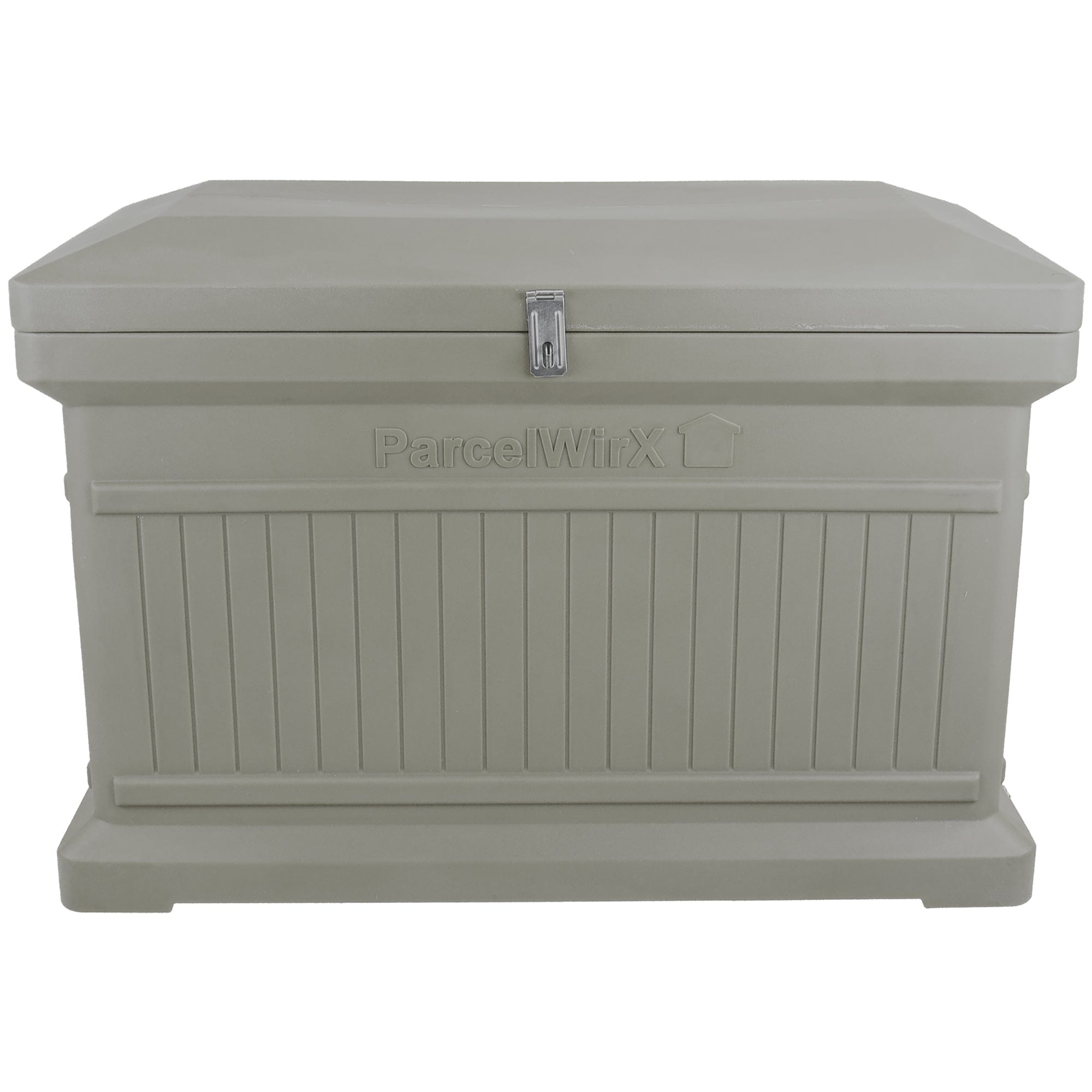 ParcelWirx Premium Horizontal Lockable Package Delivery Box with Hinged Lid Prestige Pewter alt 0