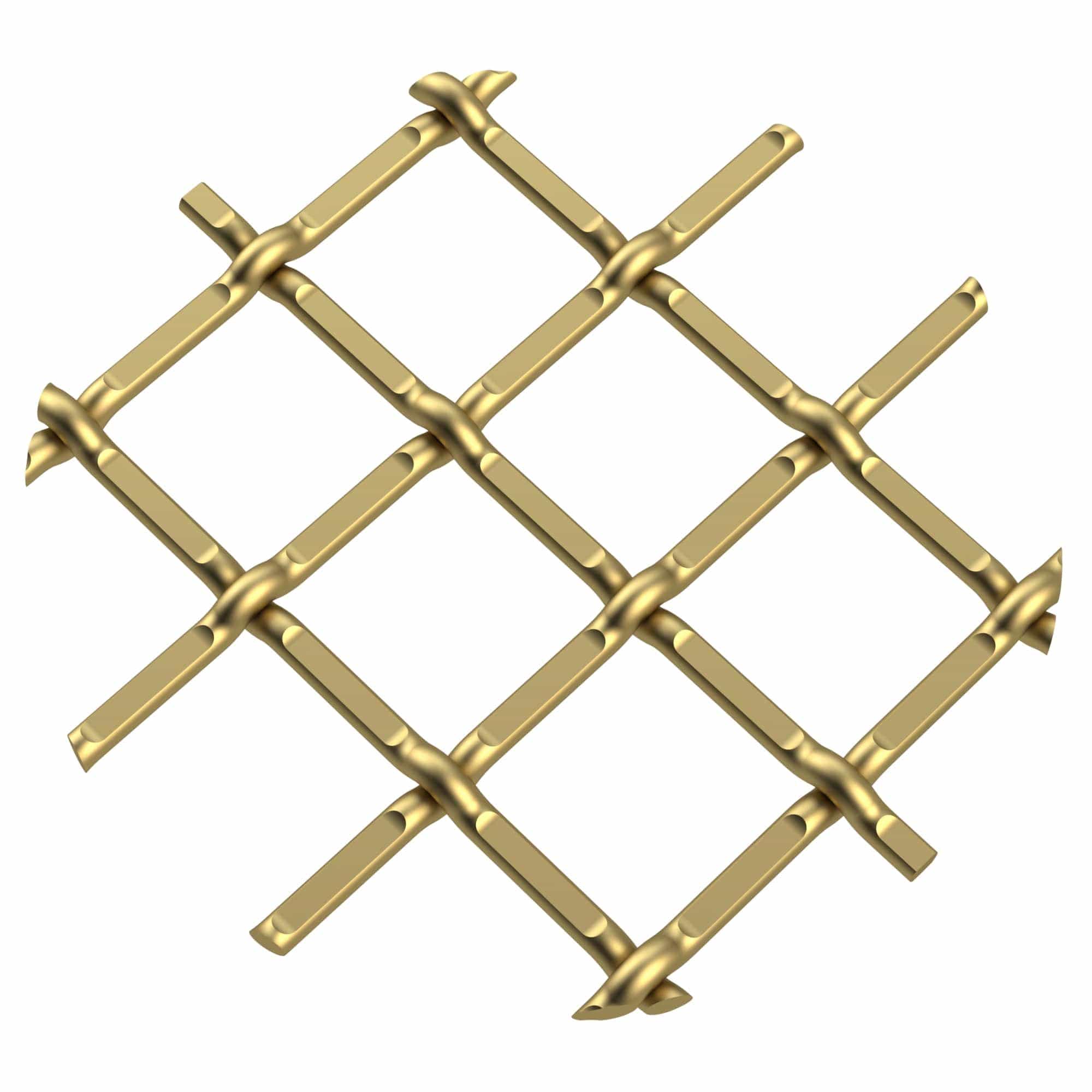 .5" Round Single Diamond Decorative Grille - Satin Brass, 18" W x 48" L Sheet alt 5