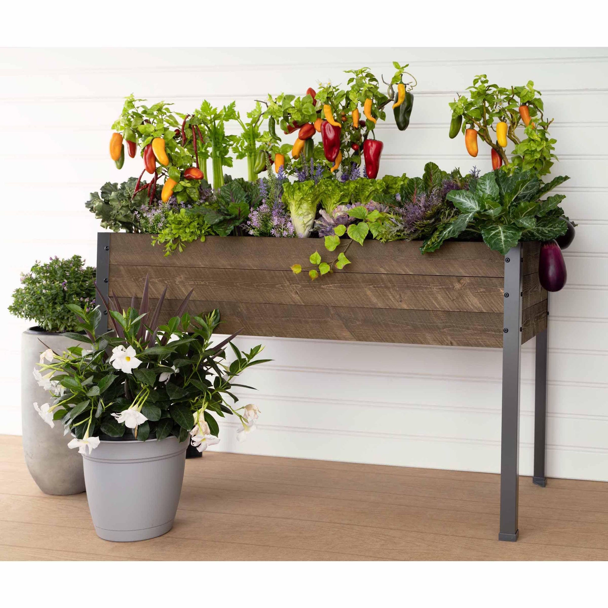 Elevated Planter 21" X 47" X 30"H Brown alt 0