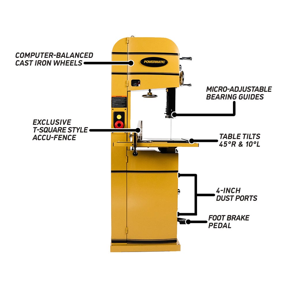 15" Woodworking Bandsaw with ArmorGlide - 3 HP 1 PH 230V - PM1500T
