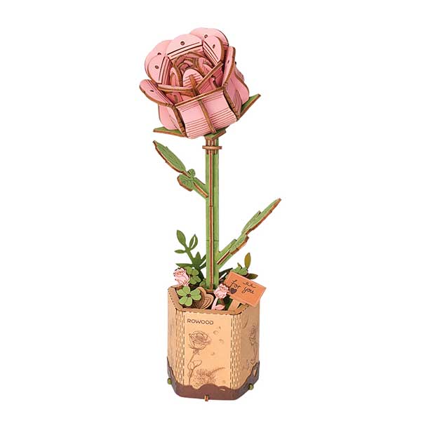 Pink Rose 3D Wood Puzzle Kit