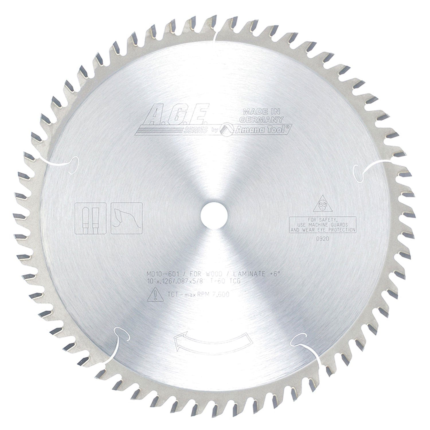10" x 60T Carbide Tipped Plywood and Laminate Blade, 12 Deg., 5/8" Bore, TCG alt 0