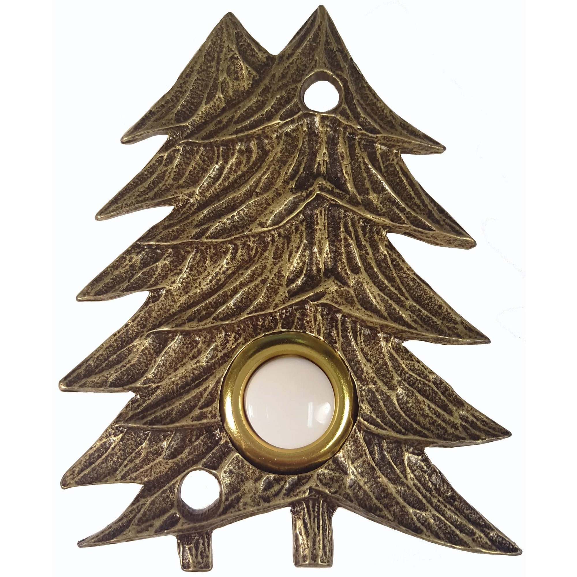 Large Twin Pines Door Bell, Antique Brass, Model 920AB alt 0