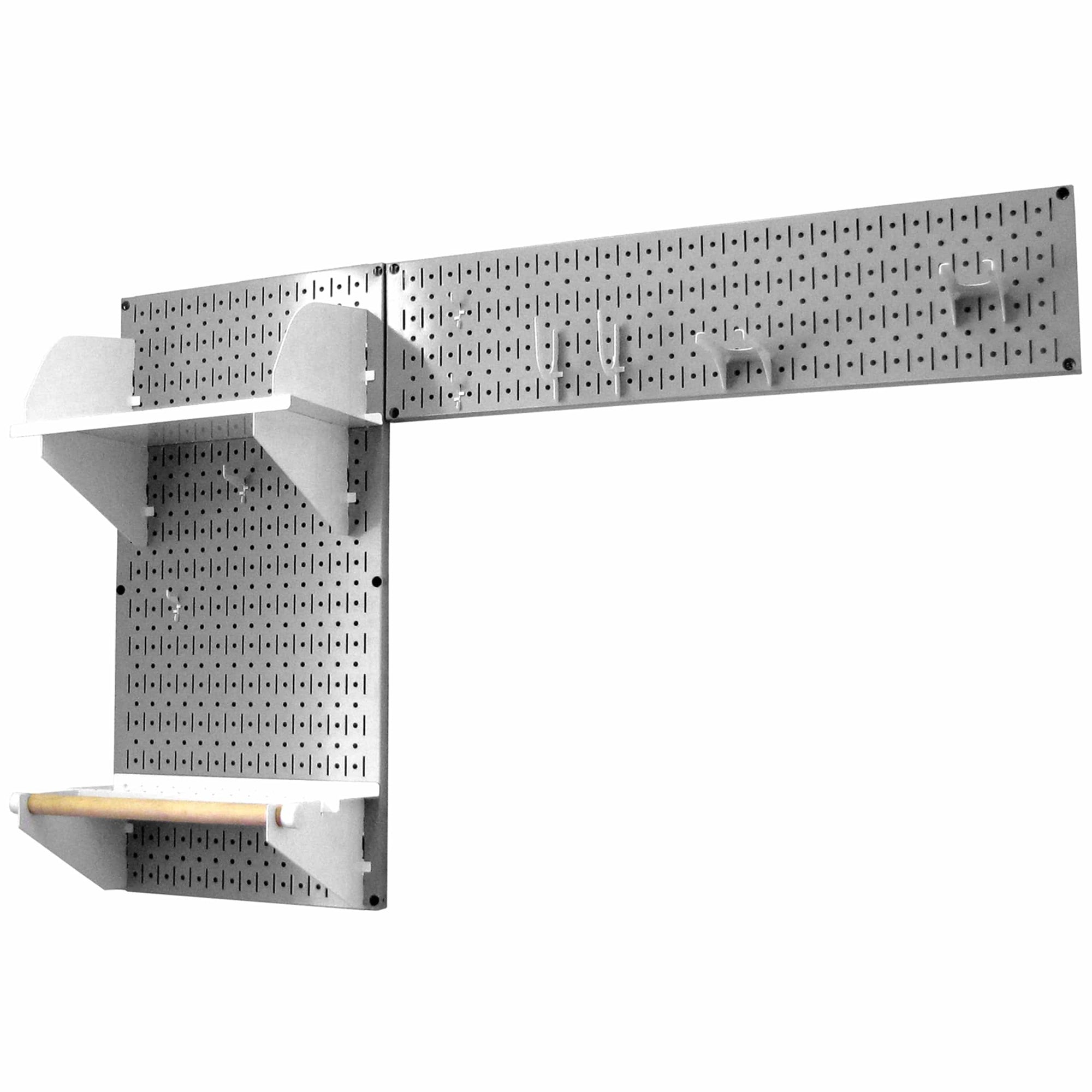 Pegboard Garden Tool Board Organizer with Gray Pegboard and White Accessories alt 0