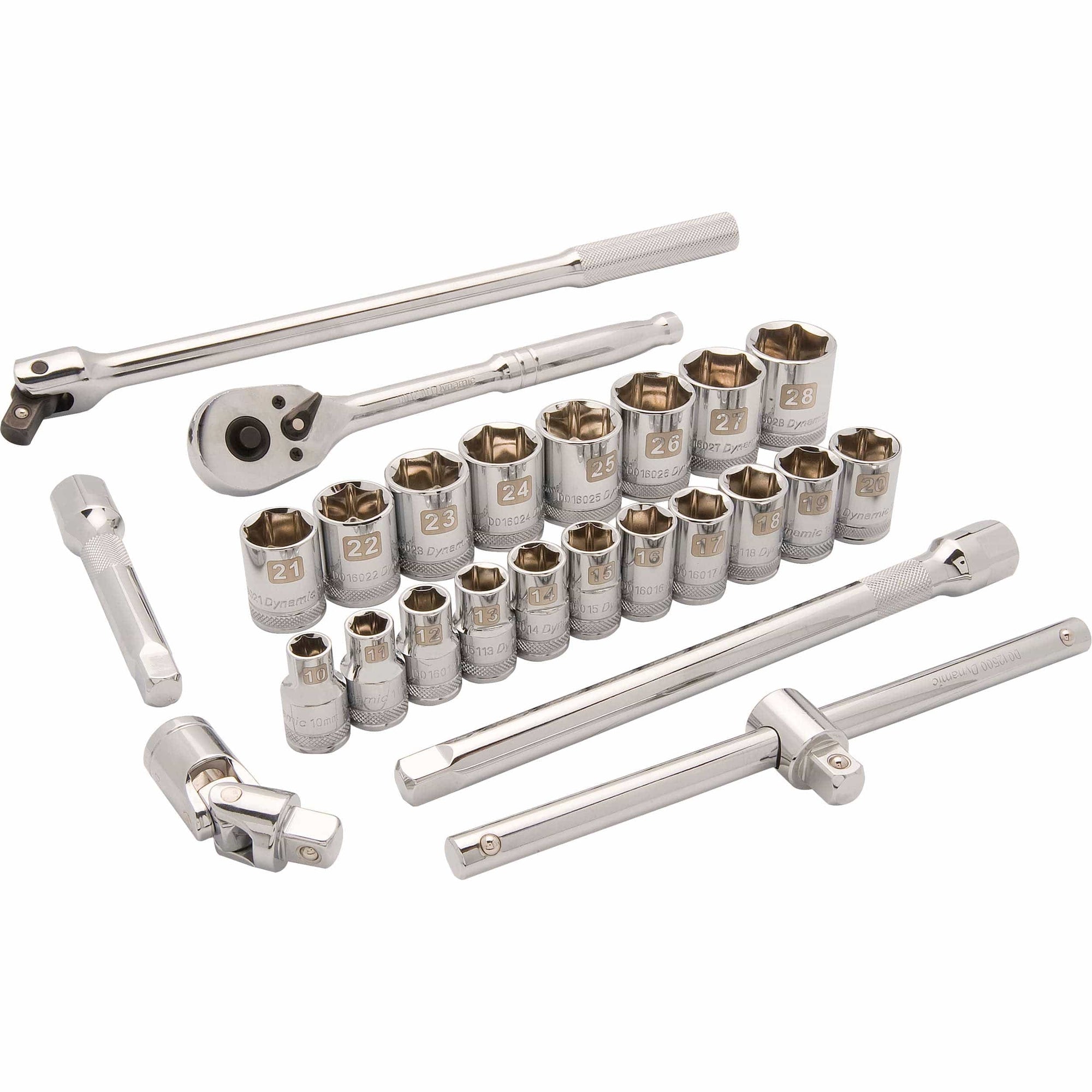 1/2" Drive 25pc 6-Point Standard Metric Socket Set, 10mm - 28mm alt 0
