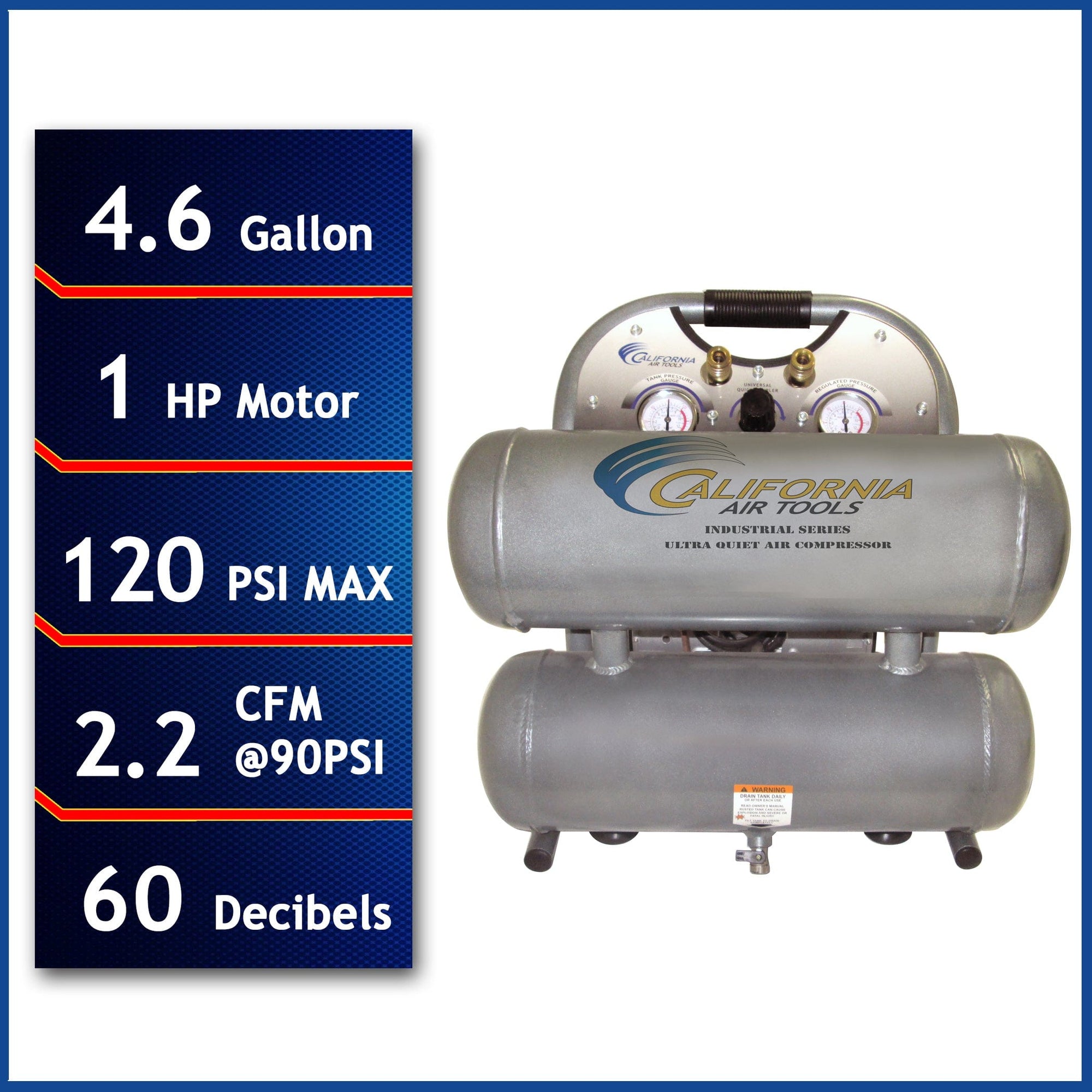 1HP 4-3/5 Gallon Oil-Free Aluminum Tank Air Compressor alt 0