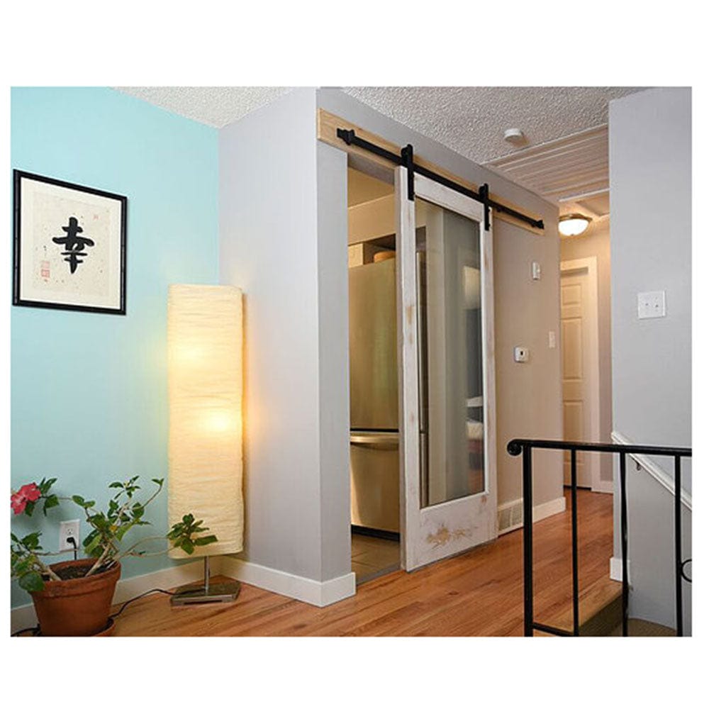 Barn Door Hardware Black Straight Strap 6'6" Rail alt 0