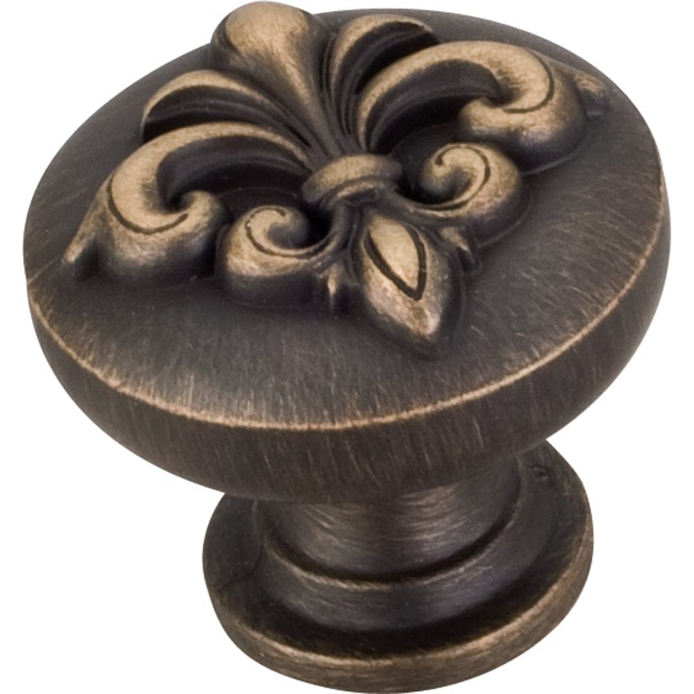 Lafayette Fleur-de-lis Knob, 1-3/8" Dia., Antique Brushed Satin Brass alt 0