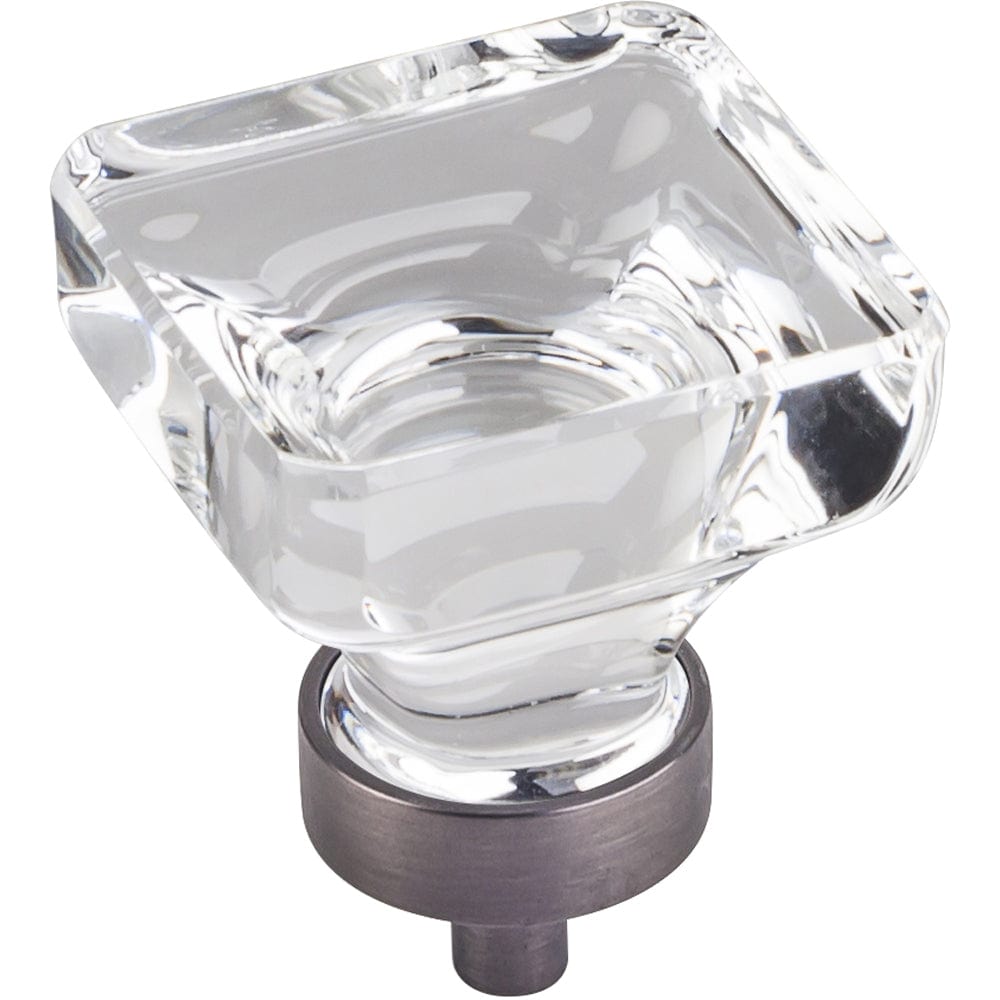 Harlow Large Square Glass Knob, 1-3/8" O.L., Brushed Pewter alt 0