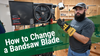 Step-by-step process showing how to change a bandsaw blade