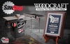 SawStop table saw with 10 Year Dealer Award plaque on wooden stand in workshop setting