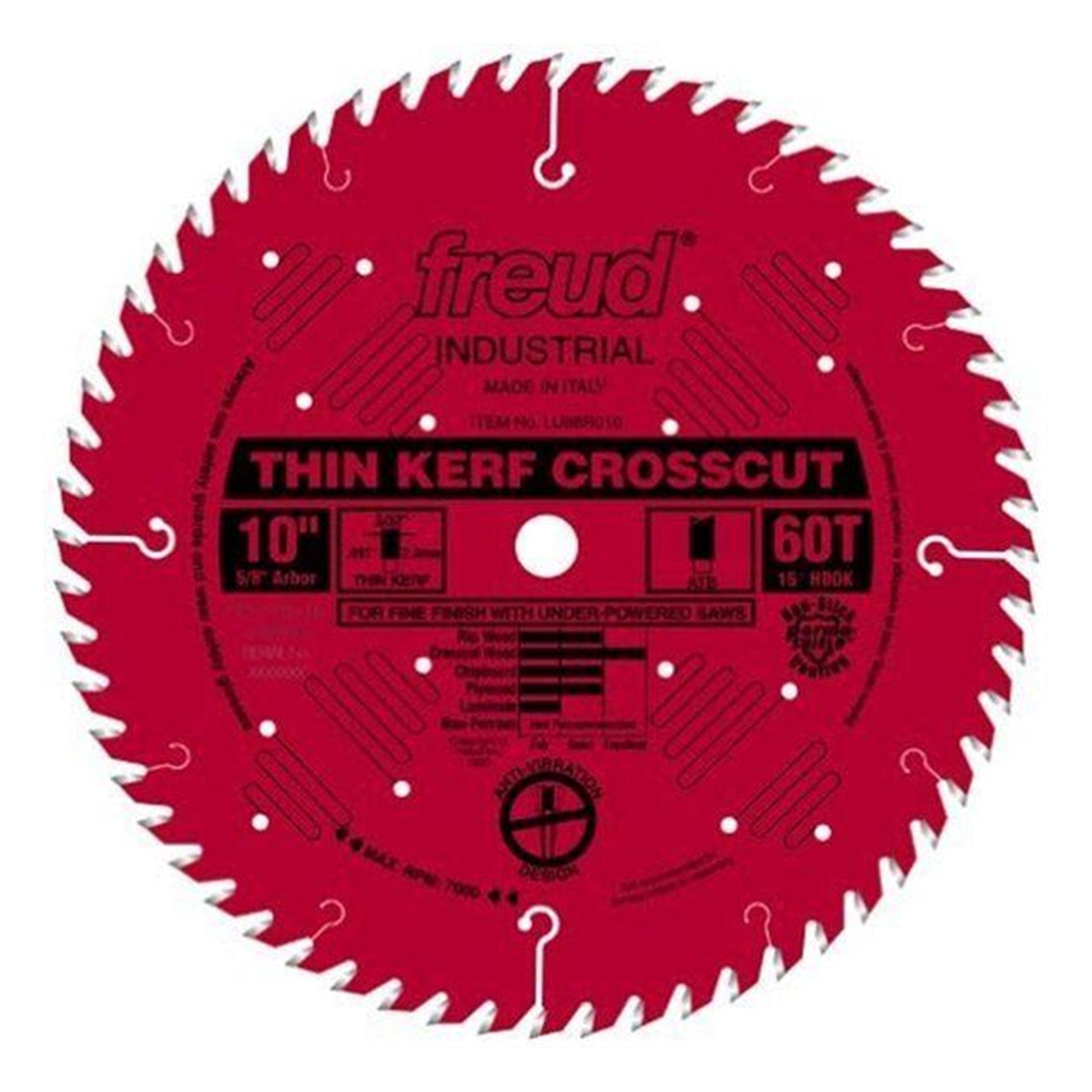 LU88R010 Industrial Thin Kerf Fine Finishing Blade 10" x 5/8" Bore x 60 Tooth ATB Thin Kerf alt 0
