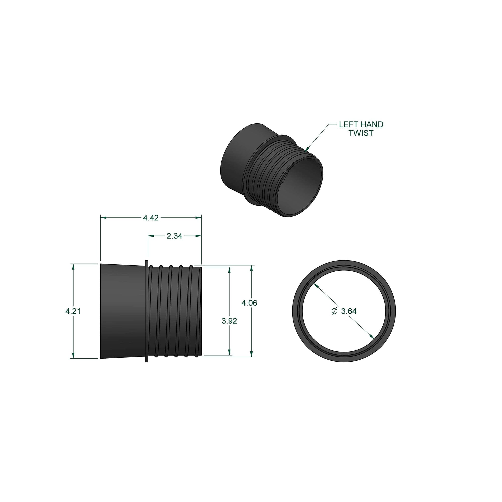 4" Quick Disconnect Hose to 4" OD Dust Collection Fitting alt 0