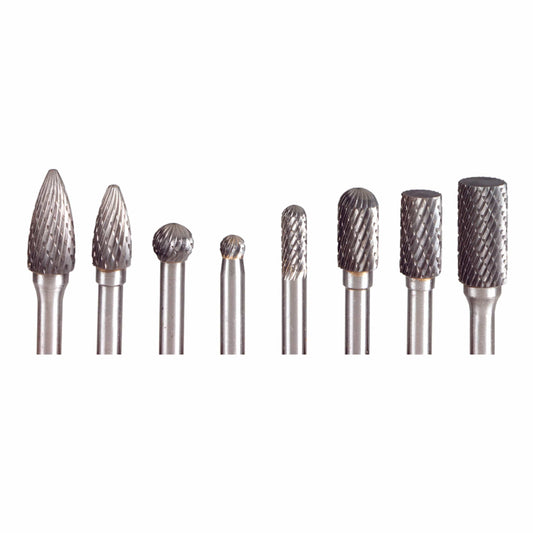 Solid Carbide Carving Burr Set - 1/8" Shank - 8 Piece alt 0