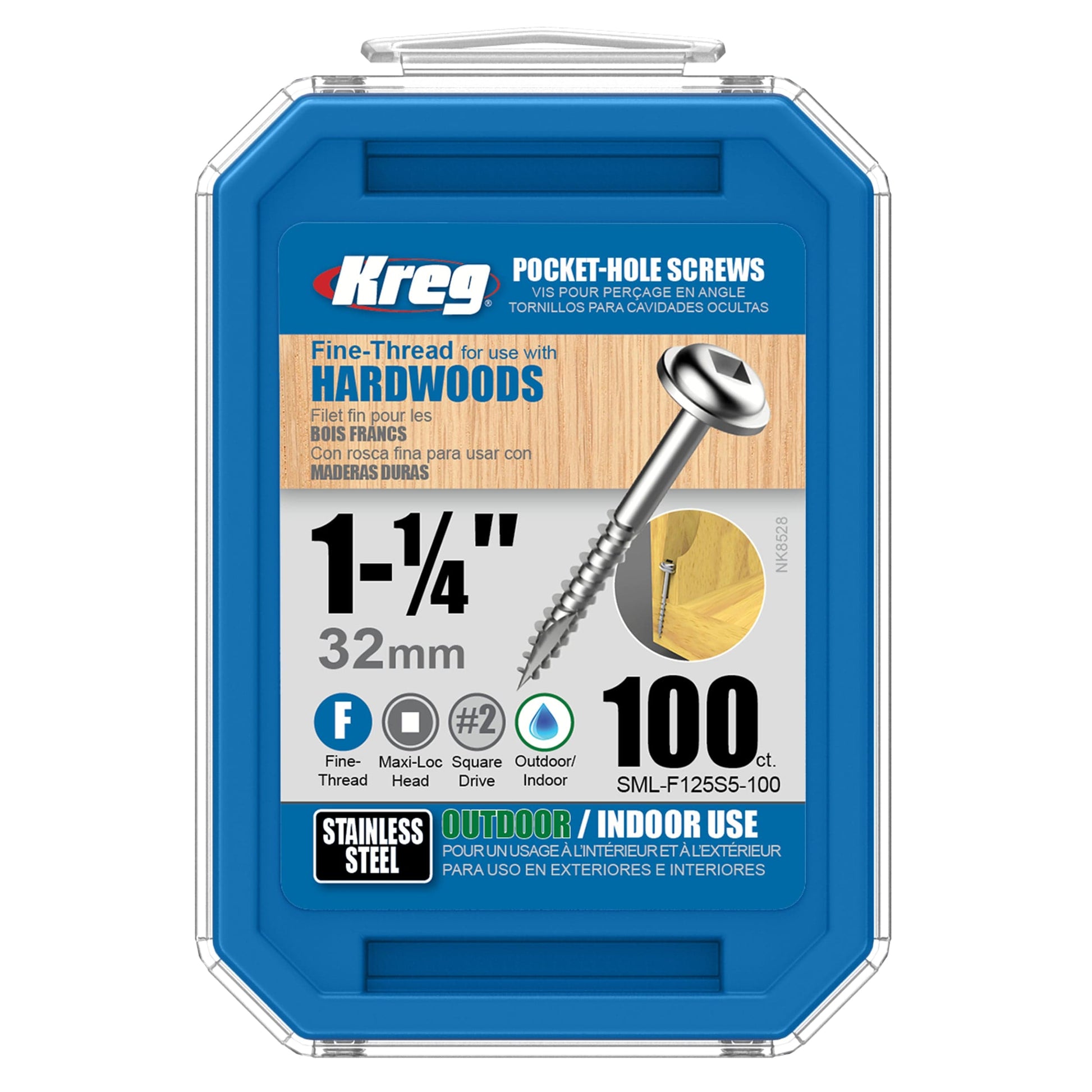 Pocket Hole Screw - #7 x 1-1/4" Fine - Stainless - 100 Piece alt 0