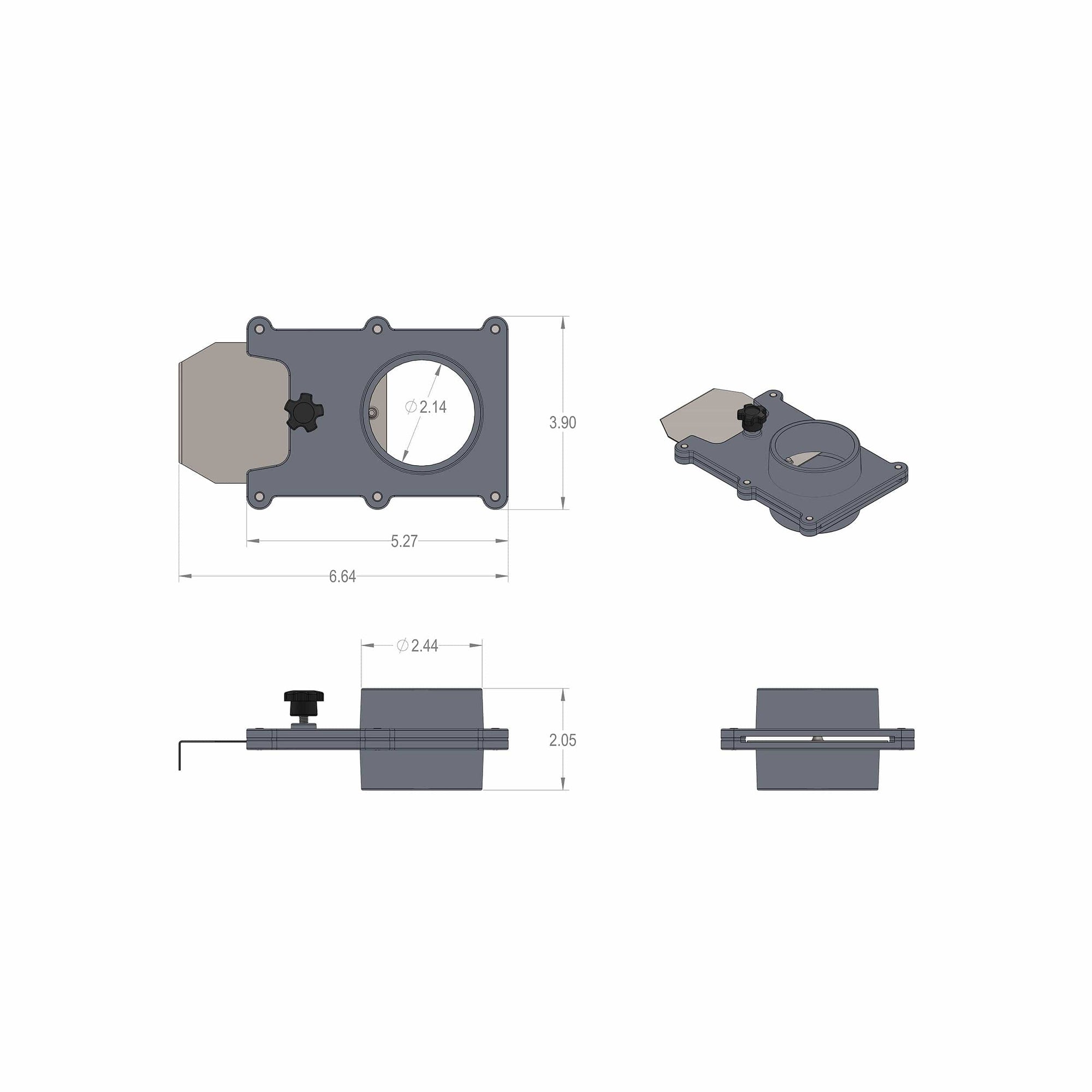 2-1/2" Aluminum Blast Gate Dust Collection Fitting alt 5