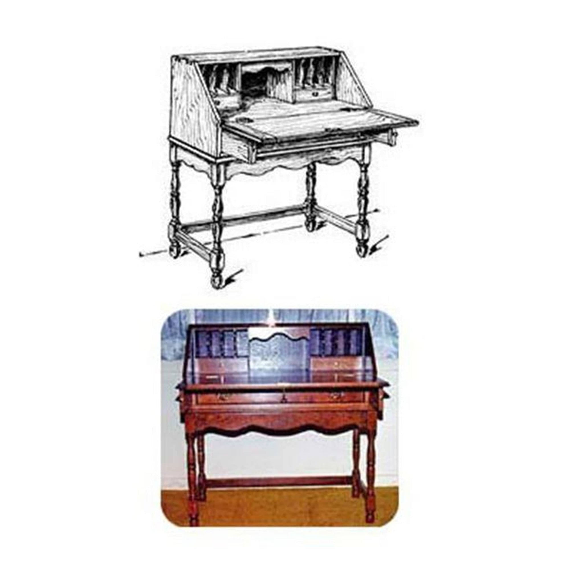 Woodworking Project Paper Plan to Build Drop Front Desk with Spindle Legs alt 0