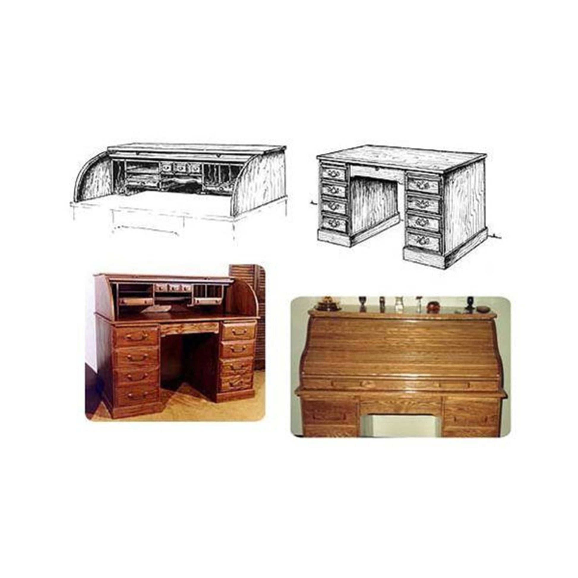 Twin Tambor Roll Top Desk Woodworking Plan alt 0