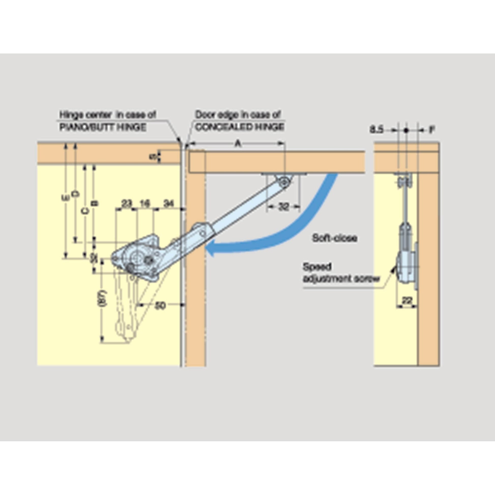 Adjustable Soft Down Lid Stay Model NSDX-35 Left alt 0