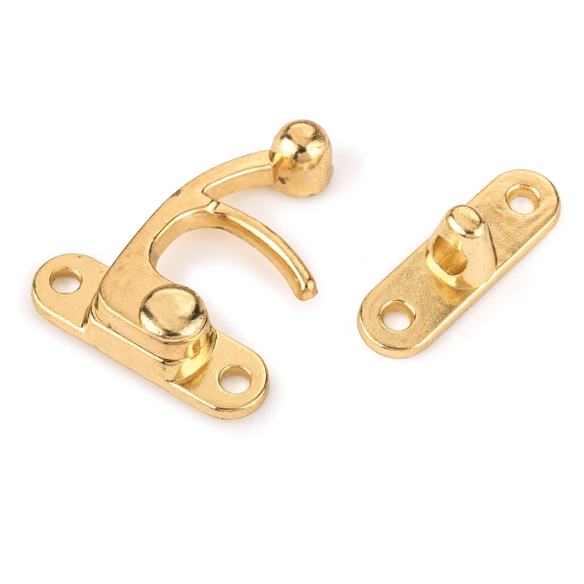 Hook Latch with Screws - Large - Polished Brass Plated alt 0