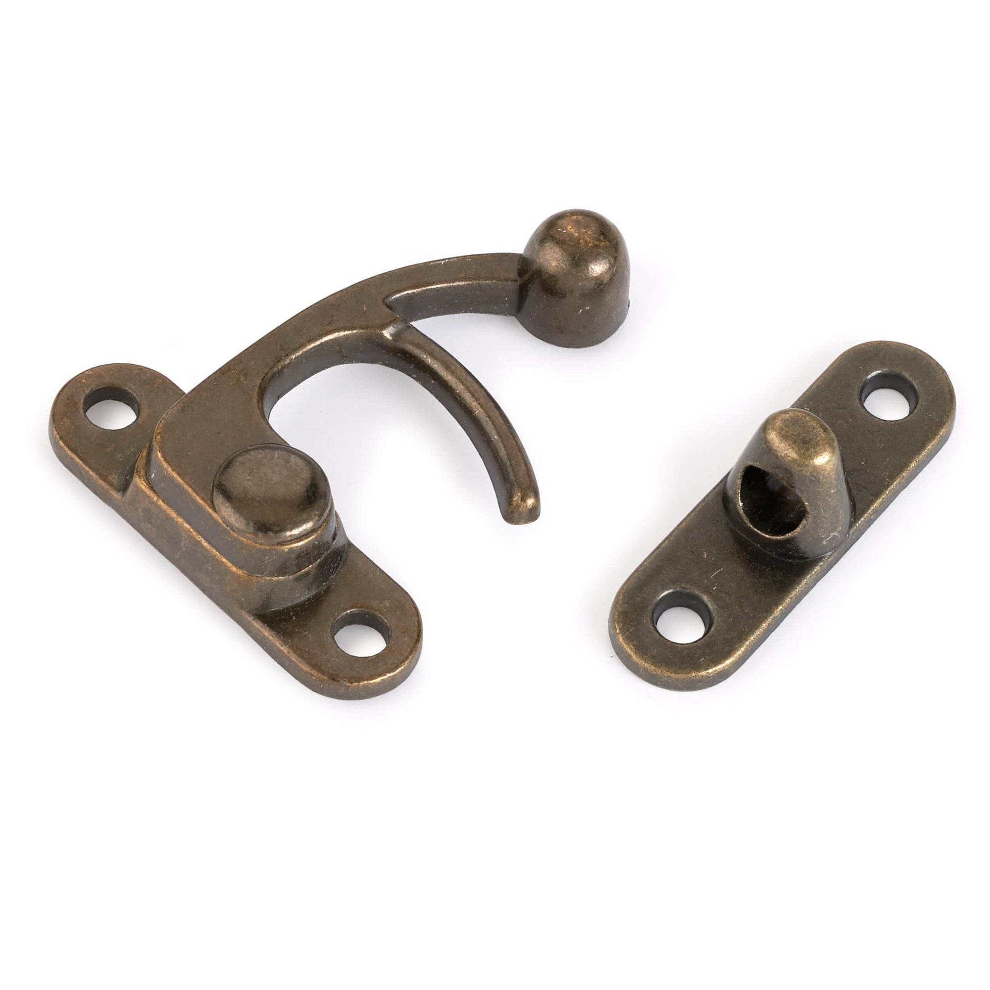 Hook Latch with Screws - Large - Antique Brass alt 0