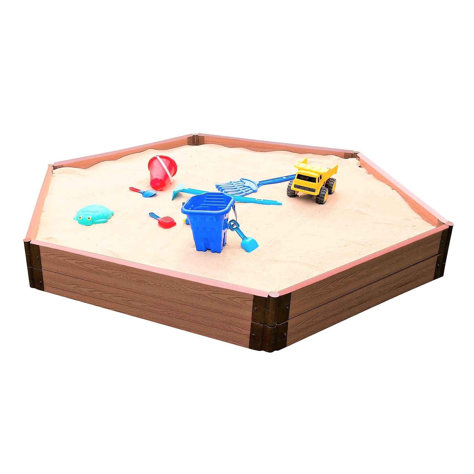 Classic Sienna 7' x 8' x 11" Composite Hexagon Sandbox Kit - 2" profile alt 0