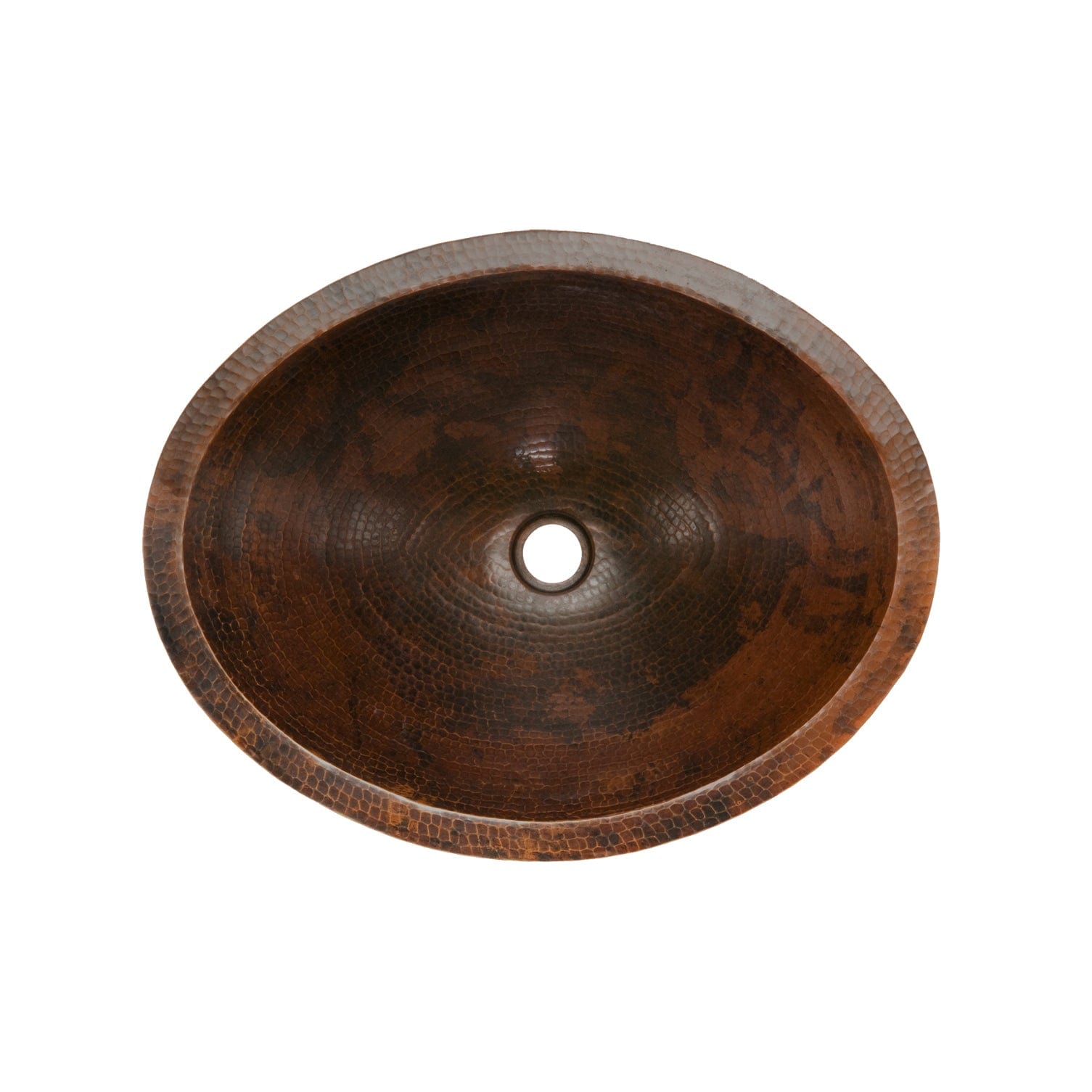 Master Bath Oval Under Counter Hammered Copper Bathroom Sink alt 0