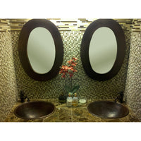 Master Bath Oval Self Rimming Hammered Copper Bathroom Sink alt 0