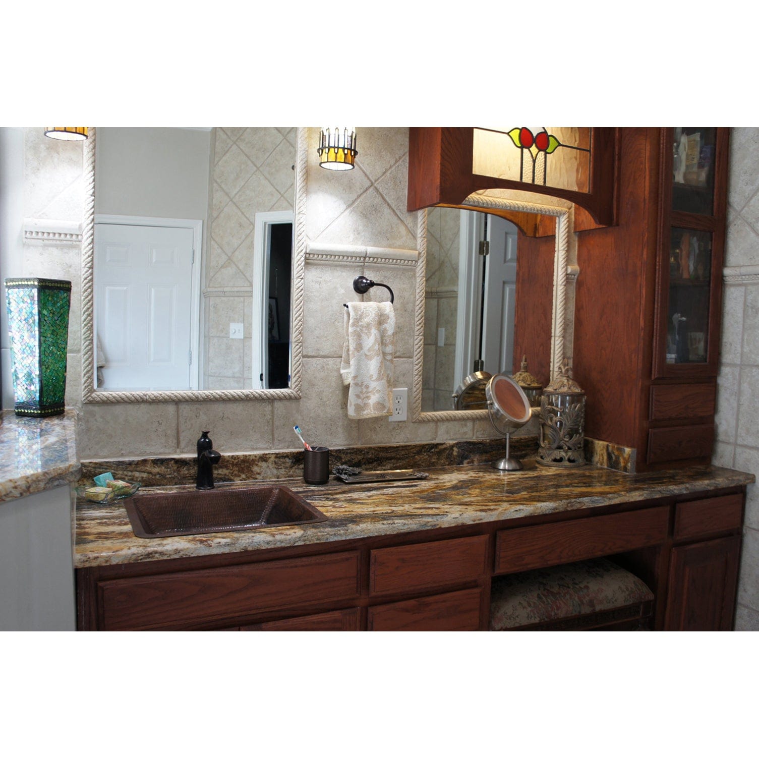 Rectangle Under Counter Hammered Copper Bathroom Sink alt 0