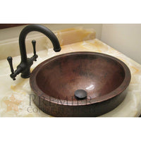 17" Compact Oval Skirted Vessel Hammered Copper Sink alt 0