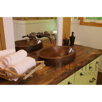 17" Compact Oval Skirted Vessel Hammered Copper Sink alt 0