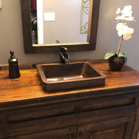 17" Rectangle Skirted Vessel Hammered Copper Sink alt 0