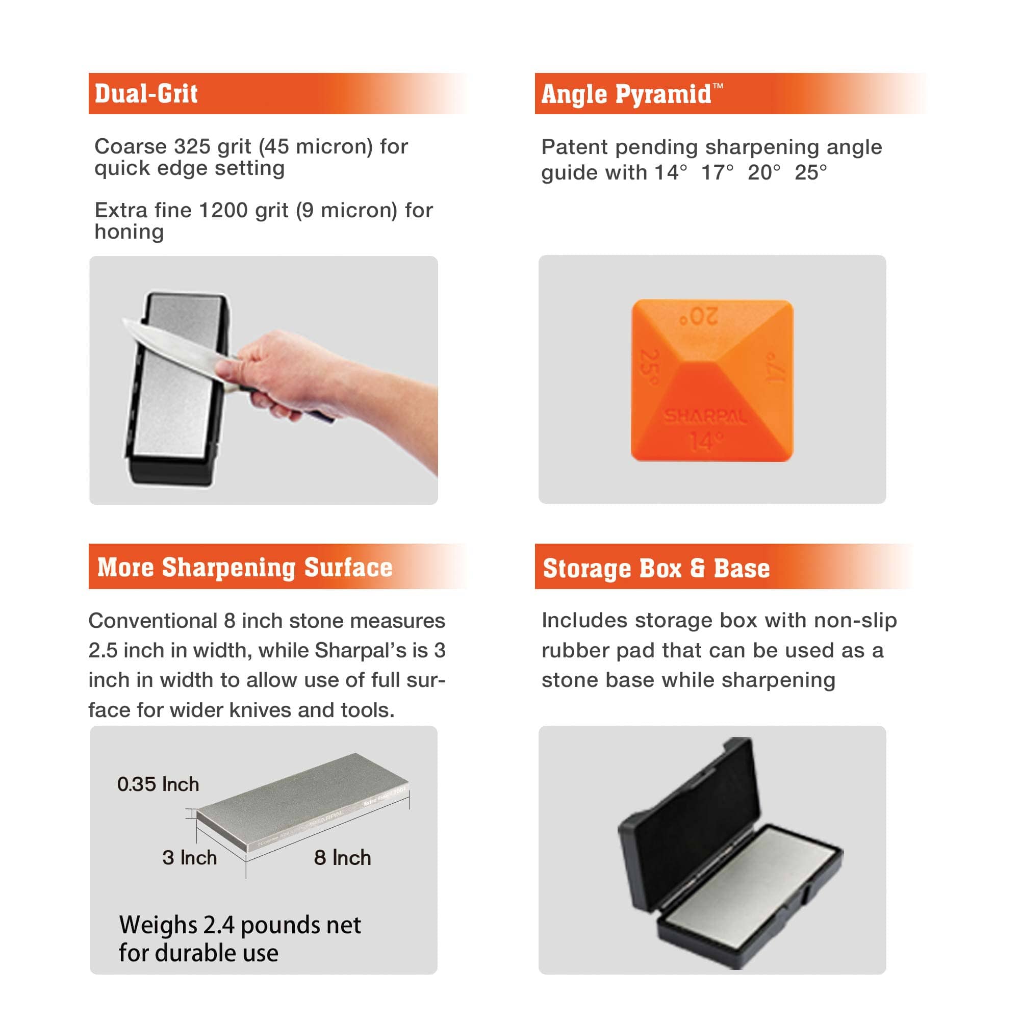 Dual Grit Diamond Whetstone - 8" x 3" - 325/1200 Grit alt 0