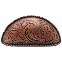 Engraved Flower Cup Pull, Copper Oxide alt 0