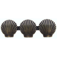 Triple Scallop Seashell Pull, Brass Oxide alt 0