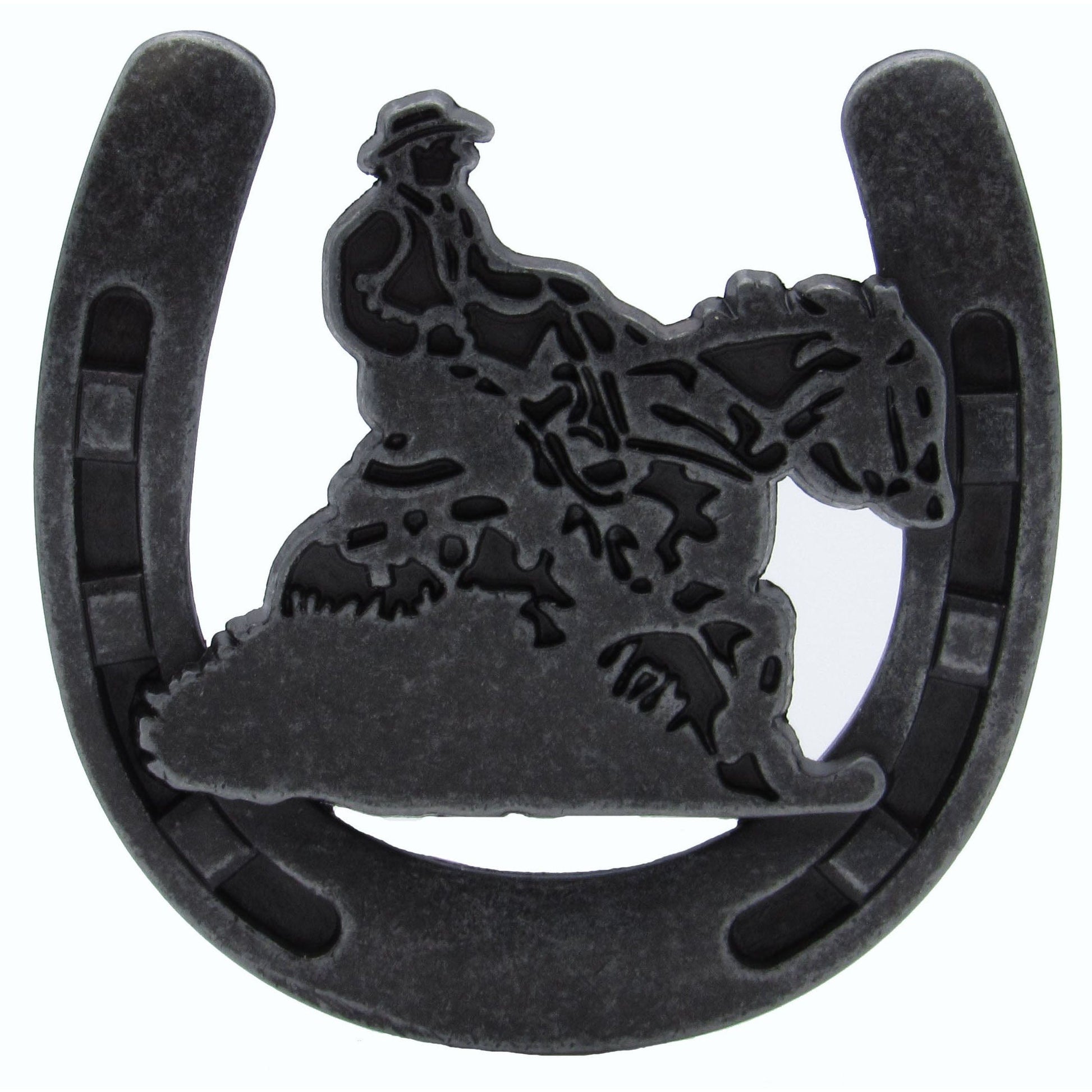 Riding Cowboy Horseshoe Knob, Pewter Oxide alt 0